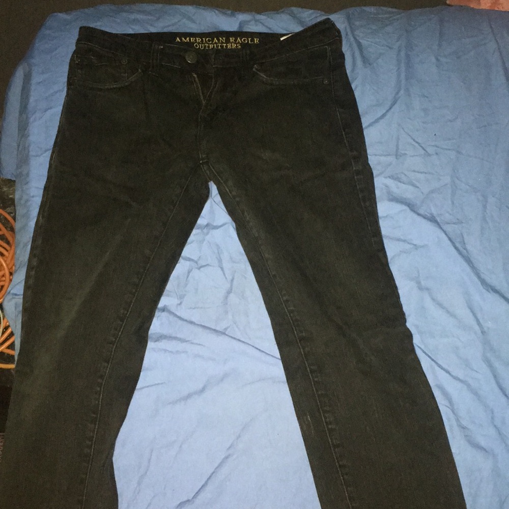 Men American eagle washed black skinny jeans